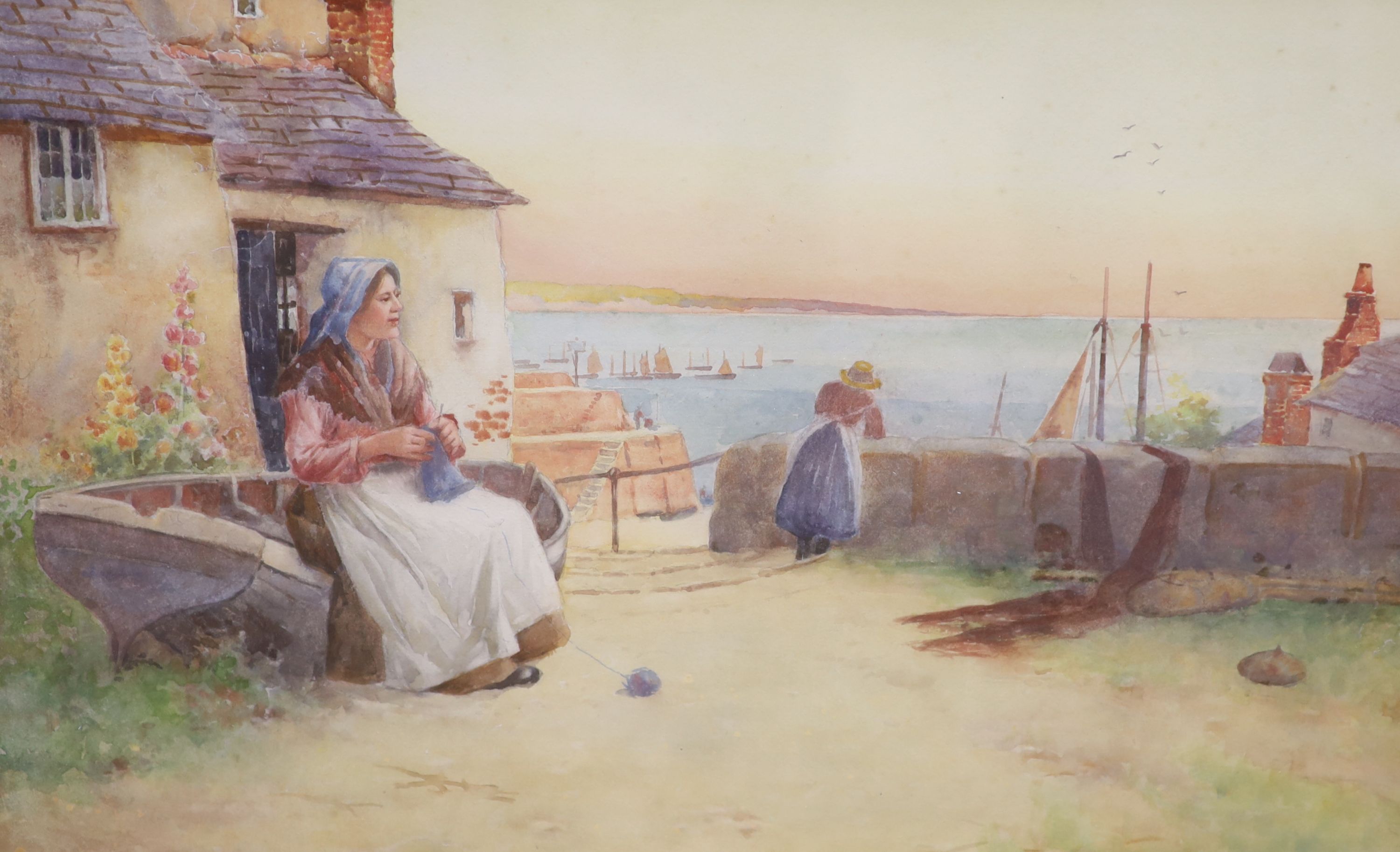 H. English (fl.1890-1920), watercolour, 'Departing Day', signed and dated 1902, 28 x 43cm